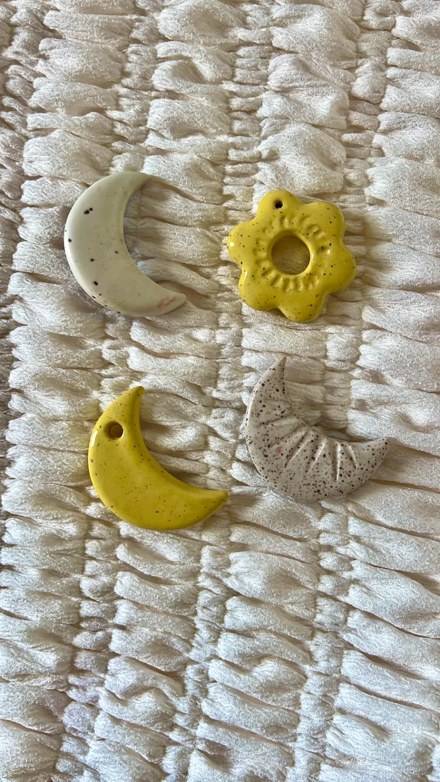 Pingente Lua G - Branco Textura (com gancho) 3