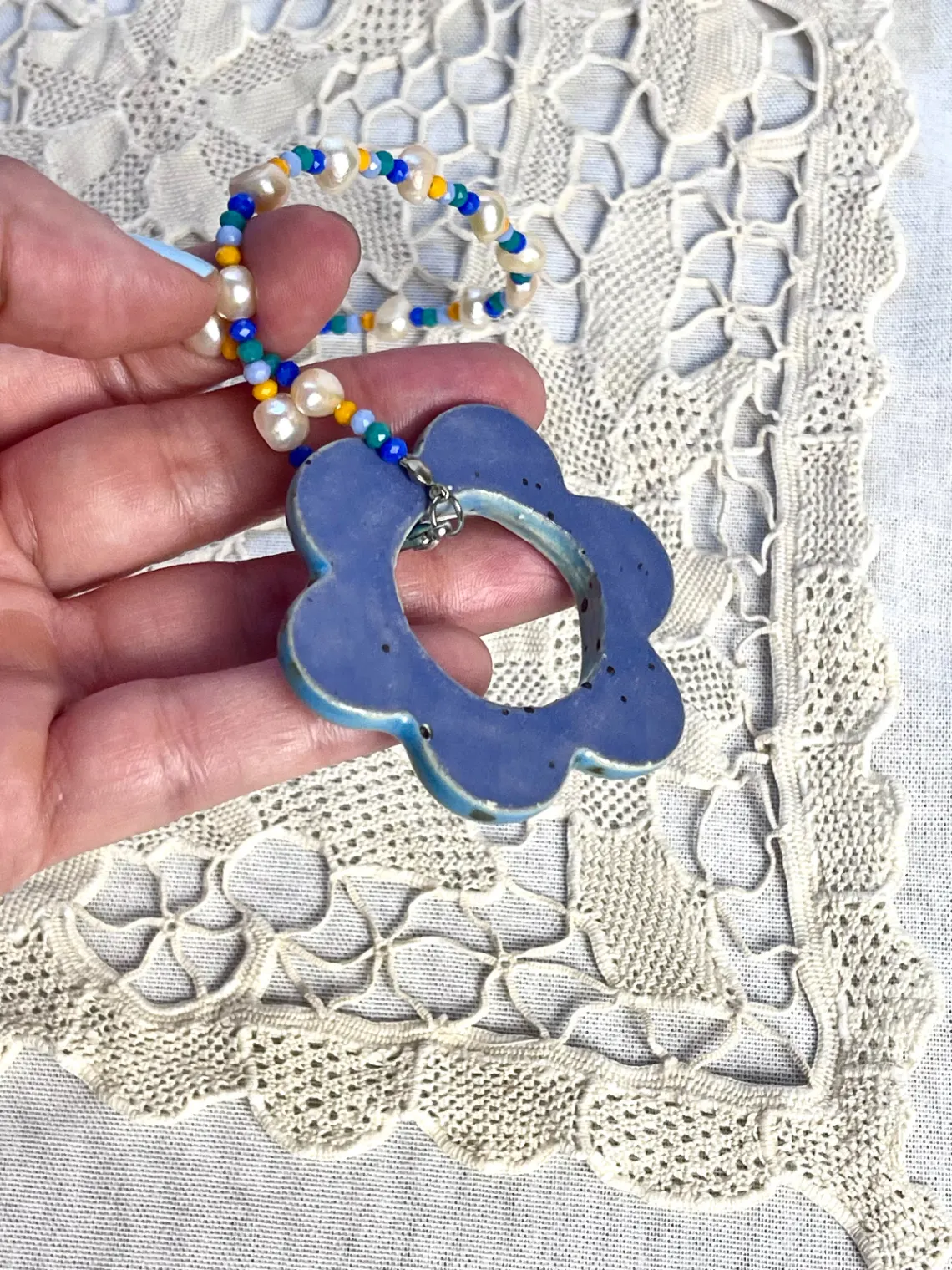 Pingente Flor G - Azul